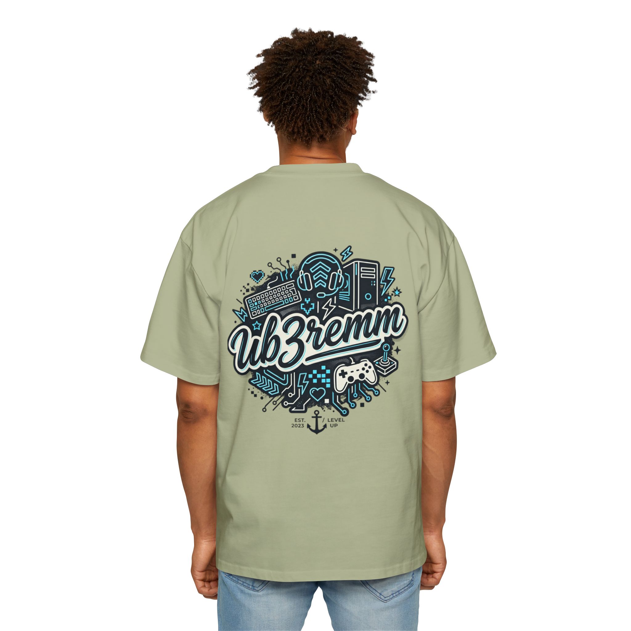 Oversized ub3rcrew Tee Blue Design - Image 12