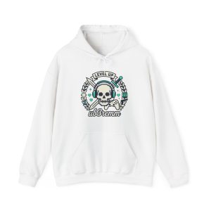 Skull 'Level Up' Hoodie — Gamer Skull Emblem Sweatshirt