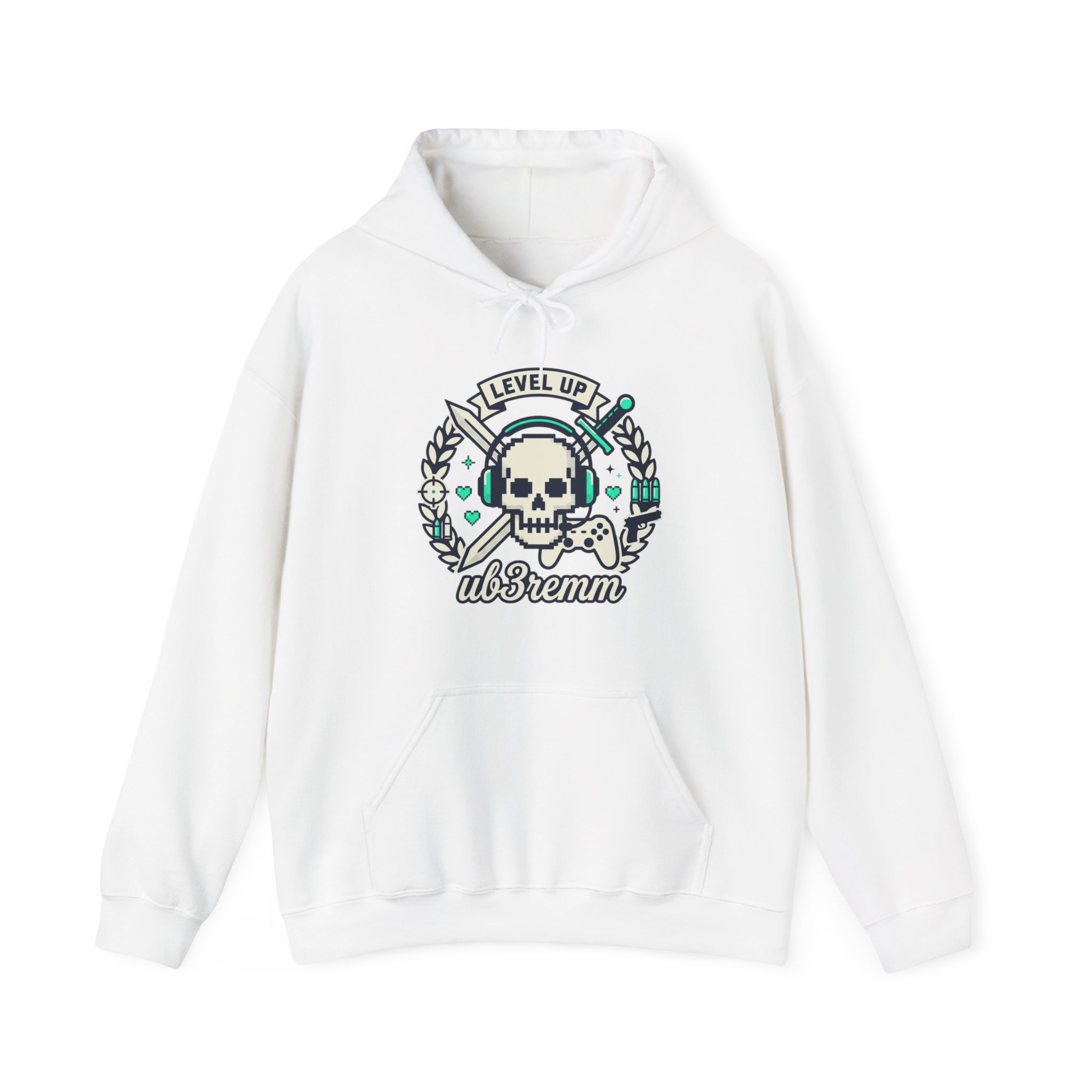 Skull 'Level Up' Hoodie — Gamer Skull Emblem Sweatshirt